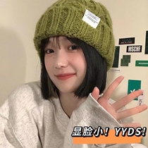 Japanese student hats children autumn and winter high-value ins thick knitted wool hat Joker loose big head cold hat