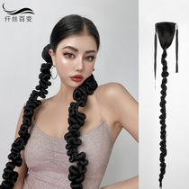 Qian silk twisted braided wig Dirty braided ponytail Female long hair European and American personality twisted braided Ponytail dirty braided wig