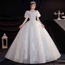 Large size wedding dress 200 Jin plus fat fat MM thin cover arm pregnant woman bubble sleeve fat sister bride