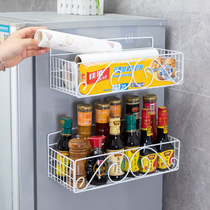 Refrigerator rack side storage kitchen household Daquan wall hanging seasoning products cling film bathroom non-perforated storage rack