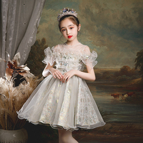 Girls High-end Evening Dress Childrens Dress Birthday Princess Dress Girls Performance Flower Children Wedding Tumpup Skirt Summer