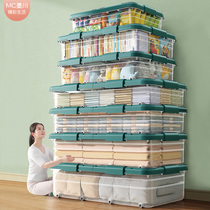 Bed bottom containing box containing home clothes book toy with pulley bed Lower flat transparent storage finishing case