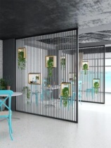 Wrought iron partition screen Office living room Bar restaurant entrance Industrial style green plant decoration Hollow creative loft