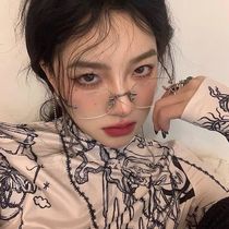 Myopia glasses female Korean version of the tide Jennie Ni Ni with the same borderless anti-blue light radiation round face makeup artifact