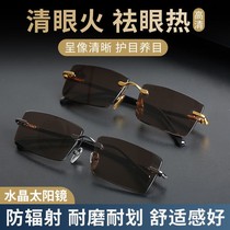 Frameless cut edge natural Crystal glasses Sunglasses Men cool seductive sunglasses Driver mirror Stone Mirror