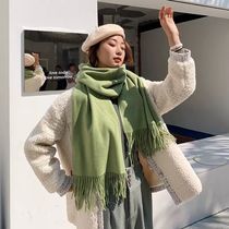 Scarf Women Autumn and Winter 2022 new solid color imitation cashmere scarf plus velvet thick shawl scarf winter Korean version warm