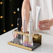 Wall-mounted electric toothbrush holder light luxury home free punch stainless steel suction wall shelf pendulum desktop shelf