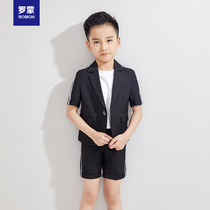 Romon childrens suit suit Mens short-sleeved suit Flower girl boy dress Summer little boy big boy performance suit