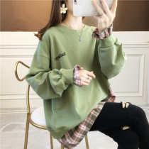 Pregnant woman t-shirt blouses in spring and autumn sets out of fashion style net red sweatshirt 2022 new big code T loose two sets