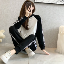 Tide Card Casual Fashion Suit Women 2022 Chunqiu Style Fashion Easy Loose Collar Jersey Sports Wear and clothing Two sets