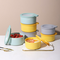 Lunch box round microwave oven available office worker bento box with lid fresh Bowl ins Wind solid color sealed fresh-keeping box