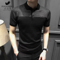 Rich bird color lapel fashion POLO short sleeve British style breathable knitted Paul top Slim mens t-shirt