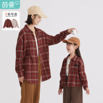 Mainman children dress parent-child checkered mother woman dress 2022 spring new children blouses girl long sleeve shirt spring and autumn