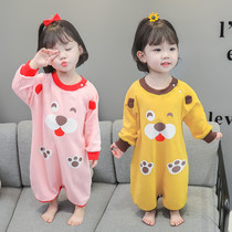 Baby pajamas spring and autumn cotton baby nightgown boys girls anti kick sleeping bag childrens homewear long sleeve nightdress