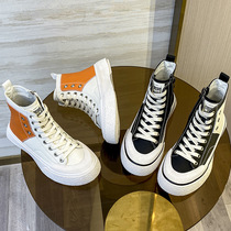  Tide brand casual Martin boots womens 2021 autumn new womens shoes zipper color matching high-top shoes thin casual white shoes