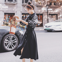 Skirt 2021 new spring and autumn pop check contrast stitching design sense niche dress French shirt skirt