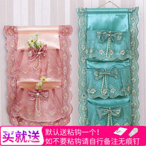 European princess lace multi-layer storage bag Hanging bag Wall-mounted door fabric hanging storage bag Wall storage bag