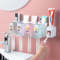 Toothbrush Shelf shelving Wall-mounted Mouthwash Cup Free of perforated washroom multifunction fully automatic Squeeze Toothpaste