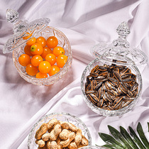 European glass candy jar transparent with lid storage jar fruit bowl sugar tank seasoning jar ashtray jewelry box