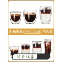 Simple heat-insulating transparent double-layer glass cup with cold and hot coffee cup creative round water cup juice cup