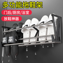 Free Punching Bathroom Slippers Rack Wall-mounted Door Doorway Simple Shoe Rack Sticker Wall Rear Shoes rear Shoes Rear Shoes