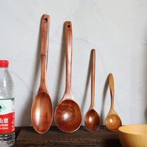 Japanese and Korean eating boki with long-handled spoon wooden cutlery spoon honey spoon Chinese wooden spoon nanmu spoon