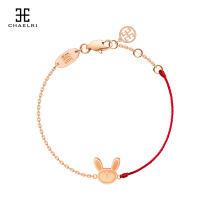 Twelve zodiac rabbit zodiac rabbit rabbit red rope anklet female titanium steel plated 18K rose gold jewelry tide
