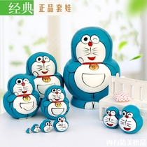 Russian doll 10-layer Doraemon robot cat parent-child girl cute wooden cartoon gift educational toy
