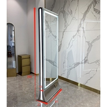 Net red barber shop mirror stainless steel floor lamp single-sided double-sided hair cutting mirror hair salon special hairdresser mirror