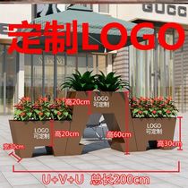 Custom wrought iron flower box Outdoor sales department Creative green plant square outdoor commercial street flower rack Cafe leisure
