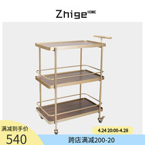 Nordic household mobile cart restaurant dining truck gold three-story cart commercial service truck