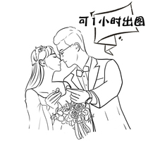 Q-version hand-painted head portrait stick figure custom wedding photo wedding KT-board invitation portrait Live Photo generation line