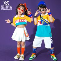 Tide brand childrens hip-hop clothing Boys hip-hop national tide style suit Girls jazz dance catwalk tide costume summer