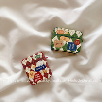 hinluckky New Years cartoon rhombus applicable airpods3 generation Apple Bluetooth wireless headphone sleeve airpods1 2 soft silicone protective sleeve creative personality anti-fall hanger