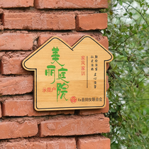 Beautiful courtyard country house number custom house door wooden listing instruction sign creative listing small wooden sign