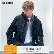 TRENDIANO Mens autumn cotton letter loose MULTI-pocket windbreaker jacket 3GC304789P