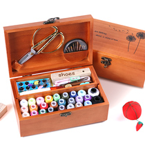 Solid wood household needlework box set Multi-functional color multi-color thread hand sewing Exquisite handmade needlework bag sewing clothing storage