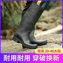 Rain boots high tube thickened mens rain boots fashion fishing mens waterproof mid-tube galoshes plus velvet water shoes labor insurance rubber shoes
