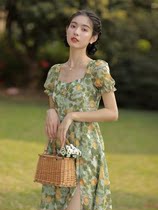 French floral dress female summer skirt 2021 new female beach dress female seaside holiday super fairy