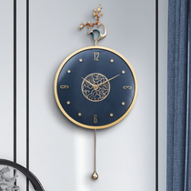 Modern new Chinese light luxury background wall atmospheric home wall clock living room Fashion clock creative art clock