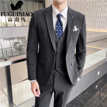 Rich bird suit suit Mens casual business professional formal suit Large size suit Three-piece groom wedding dress