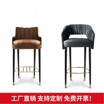 Solid wood bar chair Light luxury American bar chair Simple front desk chair Nordic high-legged bar chair backrest high chair bar chair