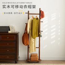 Hangwood solid wood fine landing cap frame small doorway porch bedroom simple with wheel removable clothes