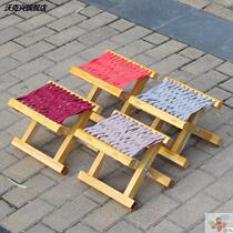 Mazha stool strong folding stool small stool solid wood portable folding bold carrying adult bench locust wood household