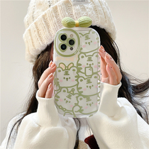 ins cute green little tiger butterfly knot applicable iphone13pro max apple 12 phone shell iphone11 silicone x xsxr soft 13 shell woman