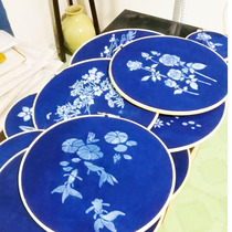 Type paste dyeing pendant frame round bamboo embroidery shed embroidery blue dye batik hanger material manual diy blue indigo dyeing tie dyeing