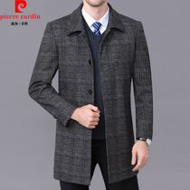 Pierre Cardin long trench coat men 2021 new middle-aged woolen woolen coat dad spring and autumn wool coat