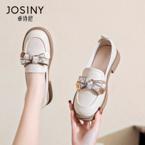 Zhuoghi 2022 Spring new thick bottom Lefu shoes Butterfly knot small leather shoes college retro fashion 100 lap single shoes