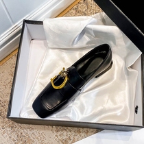 The new strong push Lady temperament ~ Fangtou Spring and Autumn Single Shoes Womens thick heel a pedal British style small leather shoes women