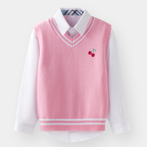 Girl Hair Line Vest Spring Autumn children knit waistcoat Girls foreign air CUHK Fur Sweater Horse Pinch Omer Wear